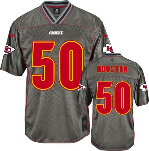 Men's Elite Justin Houston Nike Jersey Grey - #50 Vapor NFL Kansas City Chiefs